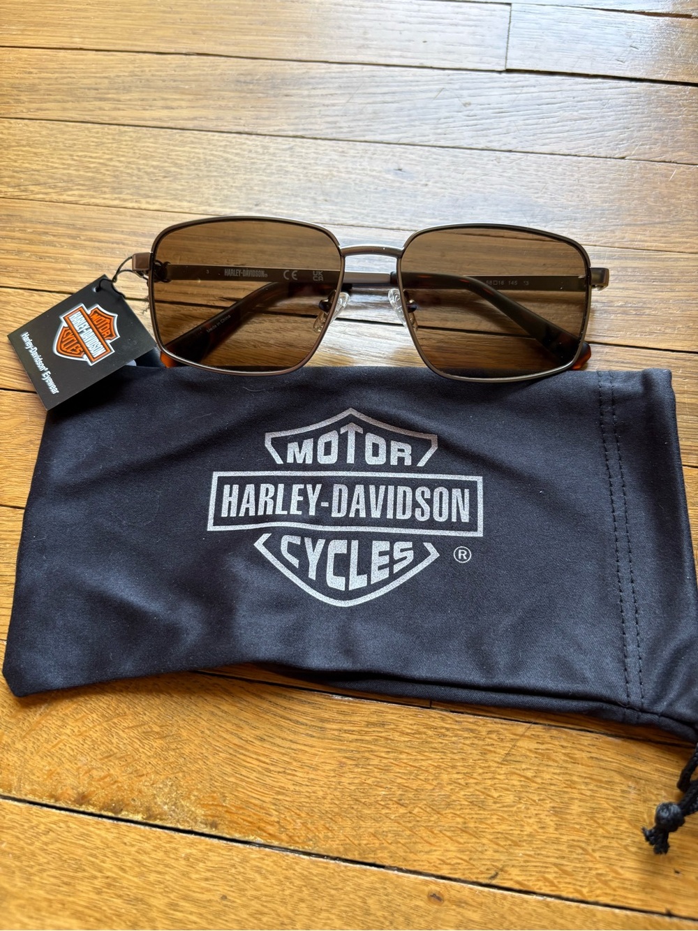Harley-Davidson Brown Tinted Rectangle Sunglasses Unisex New
